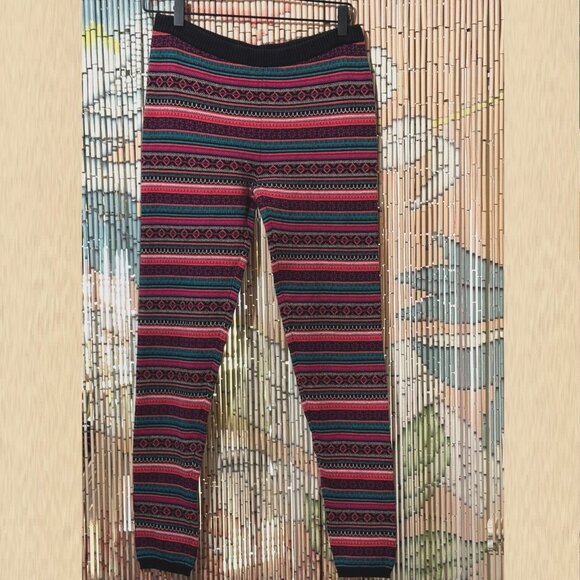 Mossimo Supply Co. Fair Isle Style Sweater Leggings, Pink/Green Geometric, L - Picture 5 of 11